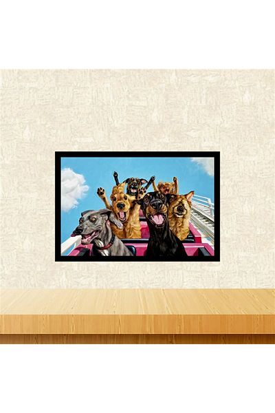 TAKIFİX Ρετρό Ξύλινο Πίνακα 20-30 εκ. με σχέδιο Fun Dogs Tkfx5932