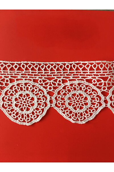 DUAYEN Beyaz Güpür Dantel Fisto Brode 1mt