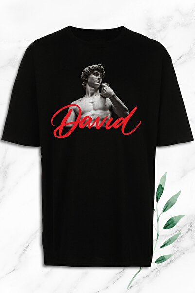 perseusshopping Tricou negru cu imprimeu Statuia lui David mitologie supradim...