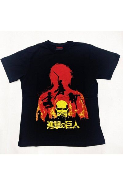 Atlantis Unisex Black Attack On Titan (fire) T-shirt