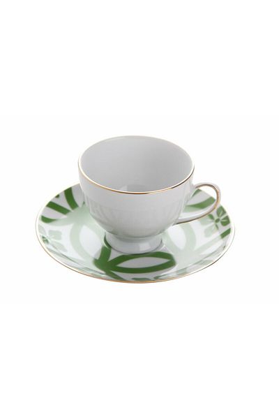 Porland Morocco Pattern1 Green Coffee Cup with Saucer 80cc 04a P018906