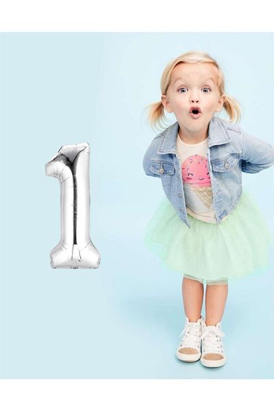 Ekin Süs 40 Cm Silver 1 Number Foil Balloon
