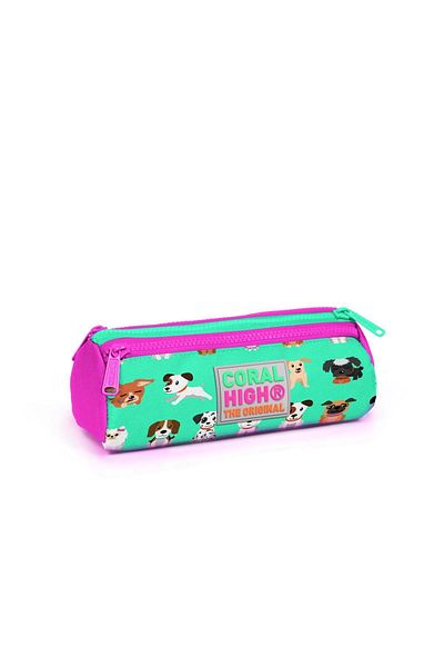 Coral High Unisex Water Green Dog τσάντα στυλό τριών διαμερισμάτων 22306