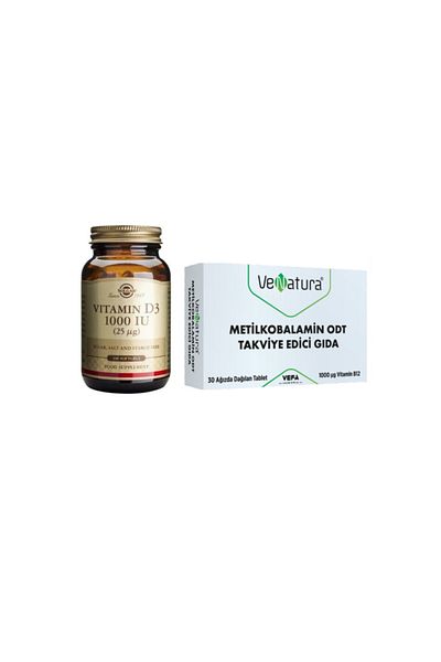 VeNatura Vitamin B12 Methylcobalamin Odt 30 Orally Dispersed Tablet + Solgar Vitamin D3 1000 Iu 100 Capsules