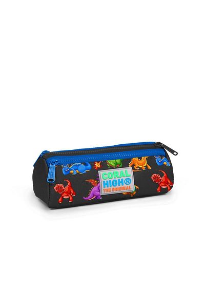 Coral High Παιδική τσάντα στυλό τριών διαμερισμάτων με μοτίβο γκρι δράκου 22322