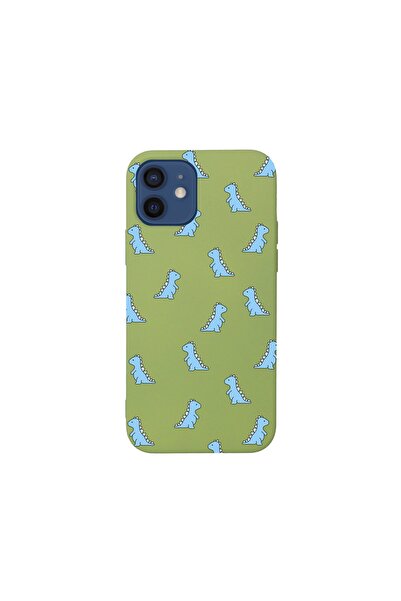 shoptocase Iphone 12 Lansman Mavi Dinazorlar Desenli Telefon Kılıfı