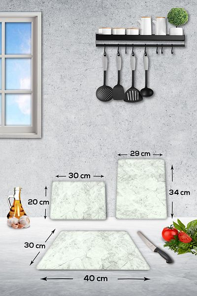 Decorita Set of 3 Stone Look| Glass Cutting Board - Glass Cutting Table