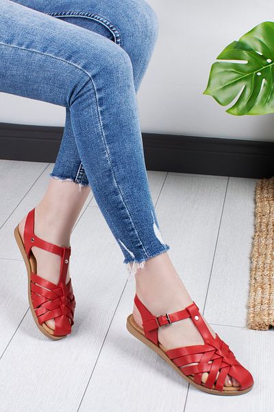 Khayt Women's Red Anatomical Orthopedic Daily Sandals