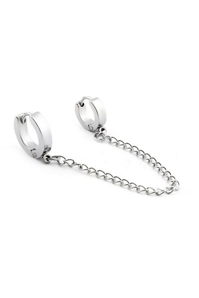 Köstebek 2-Piece Steel Earrings with Chain