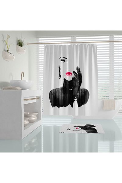 Zethome Perdeaua de baie 1x180x200 Perdeaua de dus cu o singura aripa cu inel Cadou Perdeaua cabinei de dus Pretty