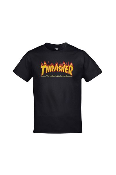 Orijin Tekstil Thrasher Magazine Printed Unisex Μαύρο Tshirt