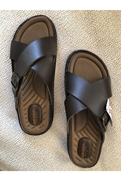 GEZER Men's Orthopedic Comfortable Sole Cross Adjustable Black Men's Slippers