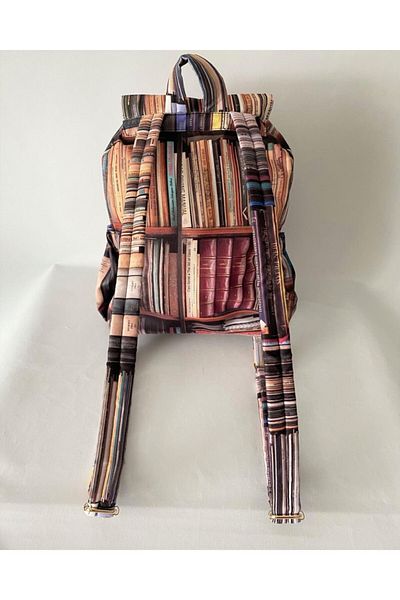 TALKING DREAMS Book Patterned Multi-Pocket Backpack