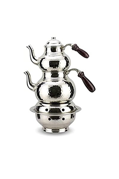 blk bakırcılık Bakır Büyük Boy Osmanlı Ocaklı Çaydanlık Takımı.