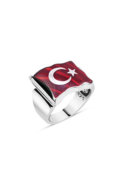 Dalgalı Bayrak Desenli Erkek Yüzük