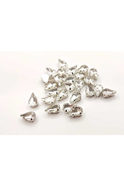 yiğit aksesuar 8x13 (1,3cm) Θήκη Παράκαλη Πέτρα Γυαλί Λευκό 20 Τεμάχια