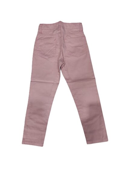 Je RİNDO BEBE Kız Çocuk Pembe Kalp İşlemeli Keten Pantolon