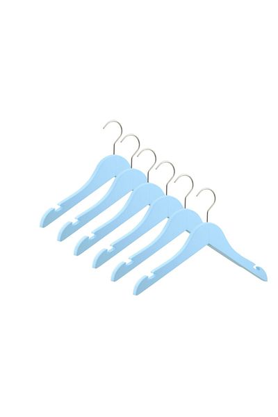 NYN Wooden 7-14 Years Old Young Children's Clothes Hanger Blue Color 16 Pieces