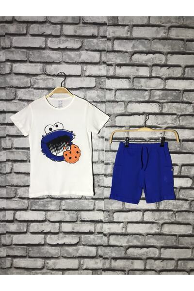 twins tailors Комплект за момчешко синьо бисквитено чудовище