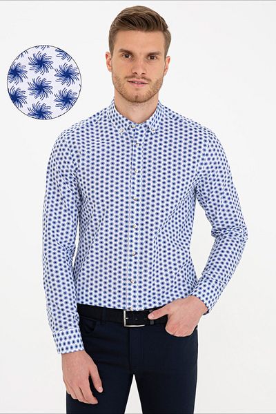 Pierre Cardin Πουκάμισο Navy Blue Slim Fit