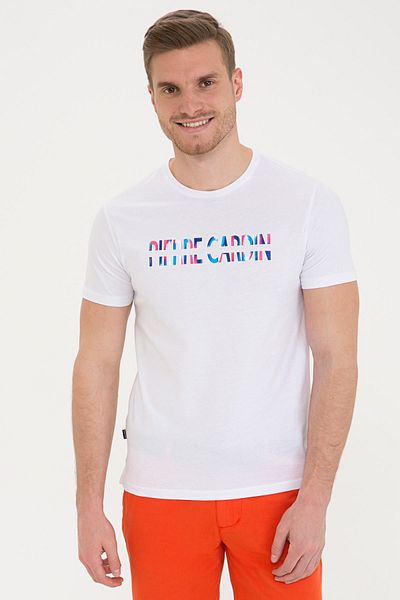 Pierre Cardin Λευκό Τ-Shirt Slim Fit Με Κοντό Μανίκι