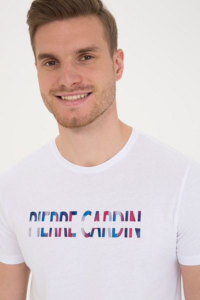 Pierre Cardin Λευκό Τ-Shirt Slim Fit Με Κοντό Μανίκι