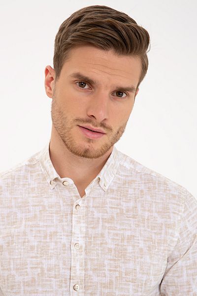Pierre Cardin Μπεζ Slim Fit πουκάμισο