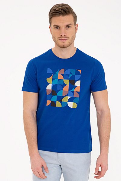 Pierre Cardin Μπλουζάκι με λαιμόκοψη μπλε Slim Fit