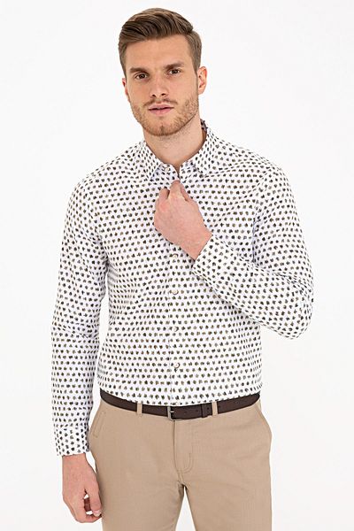 Pierre Cardin Πουκάμισο Χακί Slim Fit