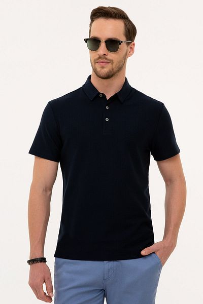 Pierre Cardin Μπλουζάκι Polo Neck Navy Blue Slim Fit