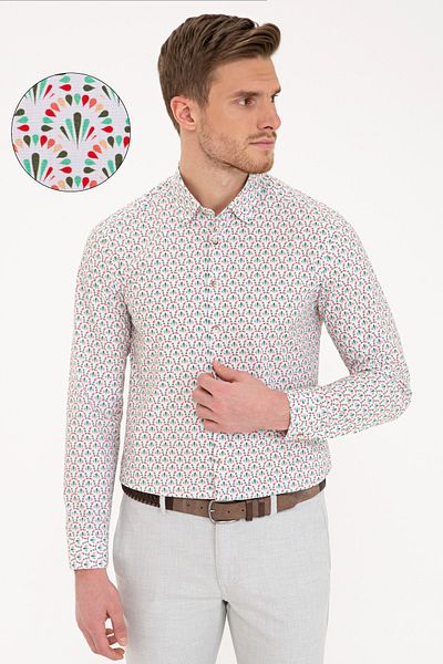 Pierre Cardin Πράσινο πουκάμισο Slim Fit