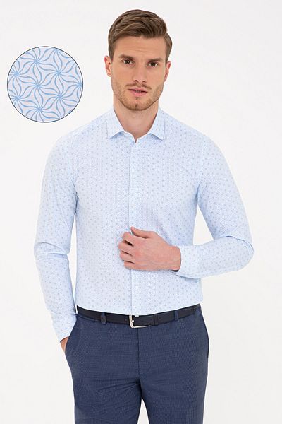Pierre Cardin Ανοιχτό μπλε πουκάμισο Slim Fit