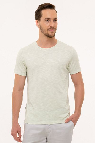 Pierre Cardin Μπλουζάκι με λαιμόκοψη Mint Green Slim Fit