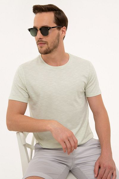 Pierre Cardin Μπλουζάκι με λαιμόκοψη Mint Green Slim Fit