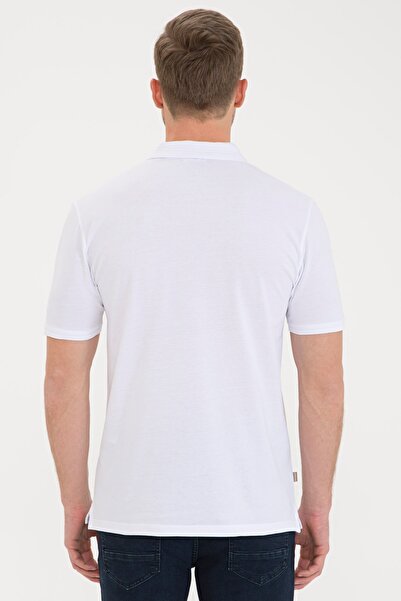 Pierre Cardin Λευκό μπλουζάκι με κανονική εφαρμογή Basic Polo λαιμόκοψη