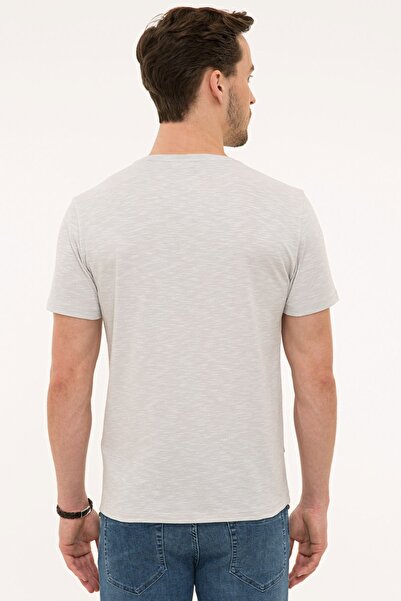 Pierre Cardin Light Gray Slim Fit Crew Neck T-Shirt