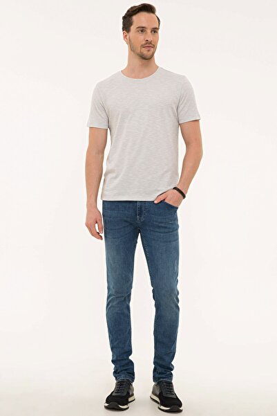 Pierre Cardin Light Gray Slim Fit Crew Neck T-Shirt