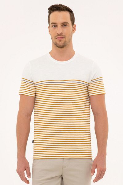 Pierre Cardin Μπλούζα με λαιμόκοψη Crew Mustard Slim Fit