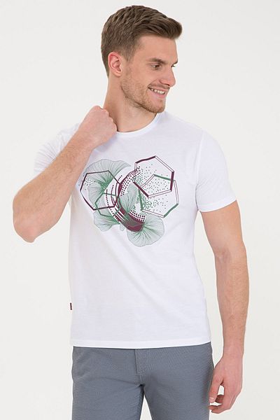 Pierre Cardin Λευκό T-shirt Slim Fit Crew Neck