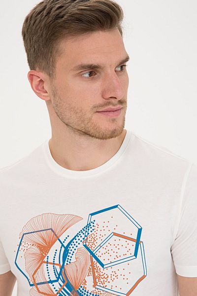 Pierre Cardin T-Shirt Ecru Slim Fit Crew Neck