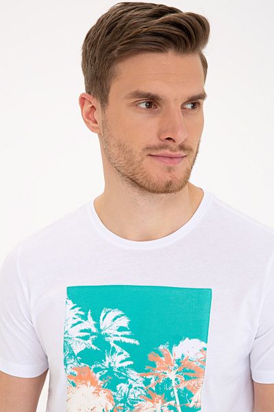 Pierre Cardin Λευκό Τ-Shirt Slim Fit Με Κοντό Μανίκι
