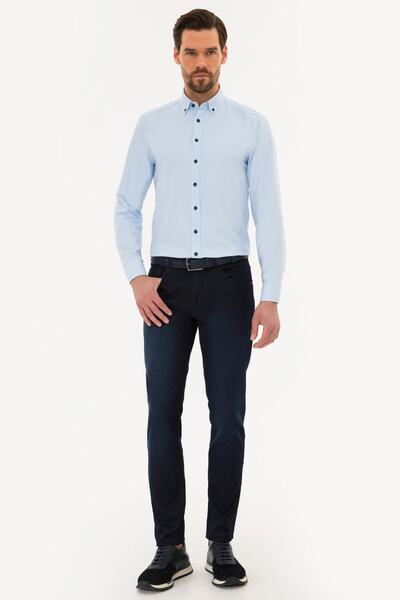 Pierre Cardin Ανοιχτό μπλε πουκάμισο Oxford Slim Fit