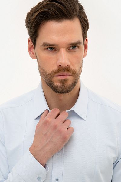 Pierre Cardin Ανοιχτό μπλε Slim Fit Dobby πουκάμισο