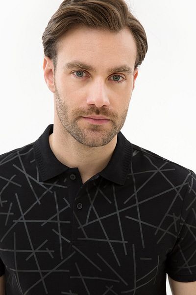Pierre Cardin Polo Neck Black Slim Fit T-Shirt