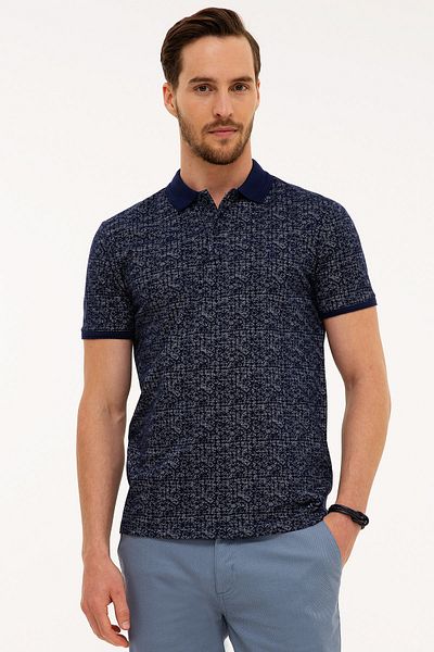 Pierre Cardin Μπλουζάκι Polo Neck Navy Blue Slim Fit
