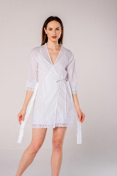 Miespiga Pearl Voile Dámská krajková noční košile Peignoir Team Bride Peignoir