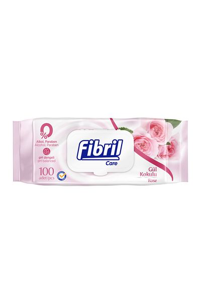 Fibril Care Rose Scented Wet Wipes 100 Sheets Pack of 24