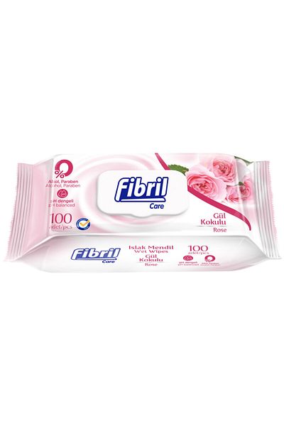 Fibril Rose Scented Wet Wipes, 100 Sheets 9 Pack