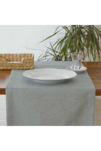 MASSARELLI Düz Keten Mint Rengi Runner 40x140 Cm