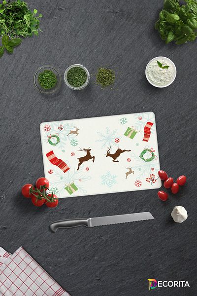 Decorita New Year's Themed |   Glass Cutting Board - Glass Cutting Board |   20cm X 30cm